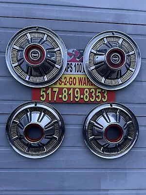 1966-77 Ford Bronco 4x4 F100 Truck Hubcaps Set 4 Veryrare Beautiful 15” Red Nice • $2300