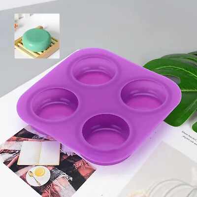 4 Cell Round Pebble Stone Silicone Bath Soap Mold Mould Tray DIY Craft Tool New • £4.89