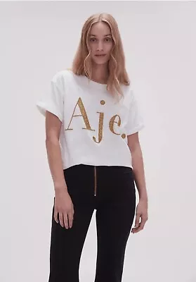 Aje T Shirt With Gold Embroidery Size Xxs • $120