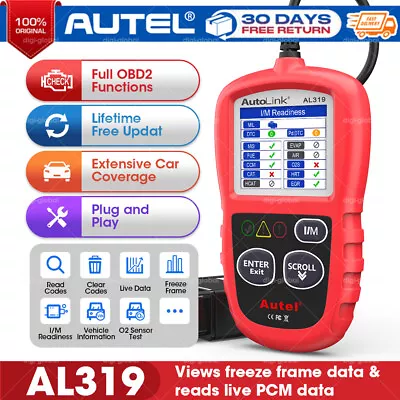 Autel Autolink AL319 OBD OBDII OBD2 Code Reader Car Diagnostic Scanner Scan Tool • $31.99