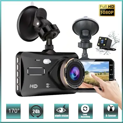 4  In Car Camera Recorder Dual Front And Rear HD 1080P Dash Cam Night Vision UK • £23.99