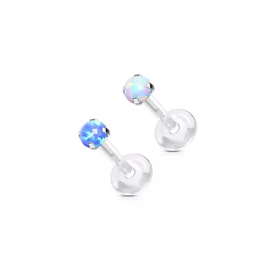 £4.09 • Buy Opal Tragus Helix Bar In Bioflex With 3 Mm Faux Opal Claw Set In Steel 1.2 Mm
