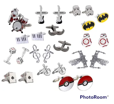 £4.49 • Buy Novelty Metal Cufflinks Gift - Music Guitar Drums Piano Band - Wedding Cuff Link