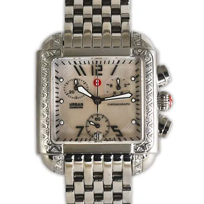 Michele Urban Diamond & Stainless Steel Watch (35mm X 28mm) • $900