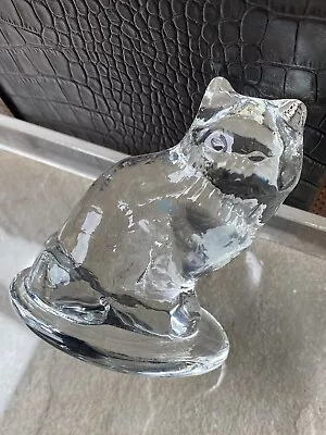 Vintage Cat Viking Glass Clear Sitting Paper Weight • $12