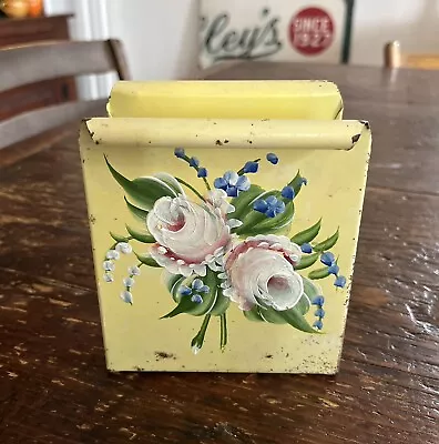 Vintage Toleware Tin Handpainted Napkin Or Letter Holder • $6.25