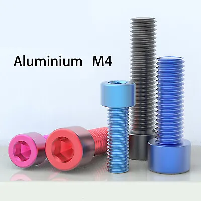 M4 Aluminium Socket Cap Screws - Allen Key Bolts Hex Head - Anodised Unanodised • $1.70