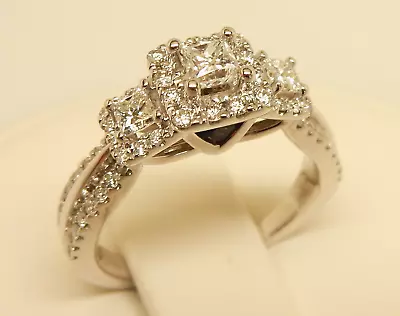 $2299.99 VERA WANG LOVE 1.00 Ctw Diamond 3-Stone Engagement Ring 14K White Gold • $1499.99