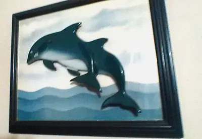 Vintage 3d Dolphin Art Work Framed Unique & Rare • $18
