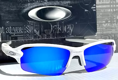 NEW Oakley FLAK 2.0 A Polished White POLARIZED Galaxy Blue Lens Sunglass 9271 • $136.88