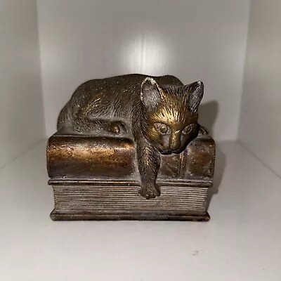 Vintage Heavy Weight Resin Cat Kitten Bookend Cats Resting On Books Door Stop • $25