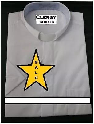 New White Tab Collar Short Sleeves Pastor Christian Clergy Shirt • $39.99