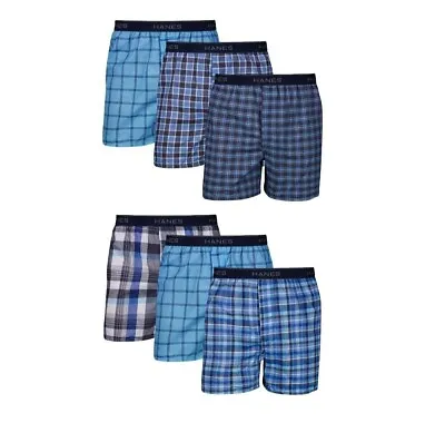 Hanes Men's TAGLESS BOXERS 6 Pack EXPOSED WAISTBAND 841BX6 MULTI PACK Size SMALL • $19.99