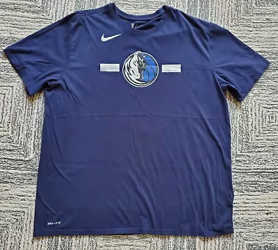 Dallas Mavericks Blue Nike Dri-Fit T-Shirt-Men's 2XL Athletic Cut-EUC • $19