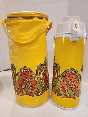 Vintage MCM Peacock Air Pot Coffee Beverage Dispenser Vacuum Thermos Carafe +Bag • $39.95