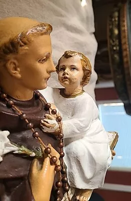 Large Vintage Catholic Religious St Anthony & Christ Child Statue Look At Detail • $99