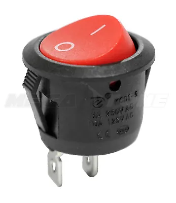 SPST KCD1 On-Off Round Mini Rocker Switch W/Red Actuator 6A/250VAC USA SELLER!!! • $5.95