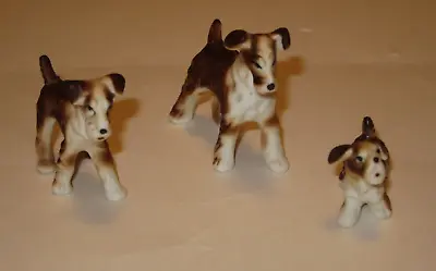 Vintage Set Of 3 Terrier Dogs - Bone China Miniature Figurines (Japan) • $9.99