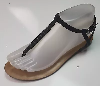 $5 • Buy Zara Trafaluc Women's Black & Brown Studded Ankle Strap Thong Sandals Size EU 37