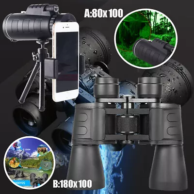 180x100 HD Military Zoom Powerful Binoculars Day/Low Night Optics Hunting & Case • $18.99