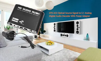 DTS AC3 Source Decoder To 5.1 Analog Digital Stereo Audio Converter UK Plug RA • £22.78