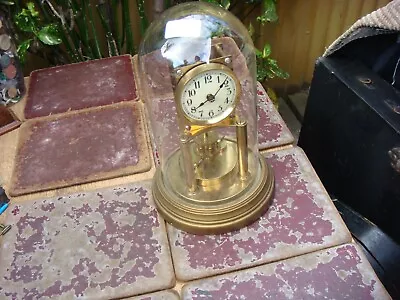 Vintage Old  Gustav Backer  400 Day Torsion Anniversary Glass Dome  Mantle Clock • £1.20