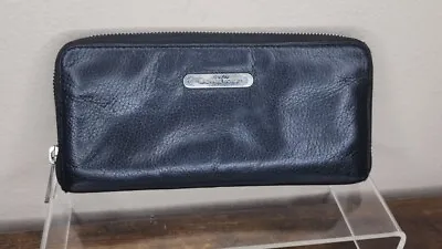 Michael Kors Zip Around Continental Leather Wallet Black 8x4 • $24.95