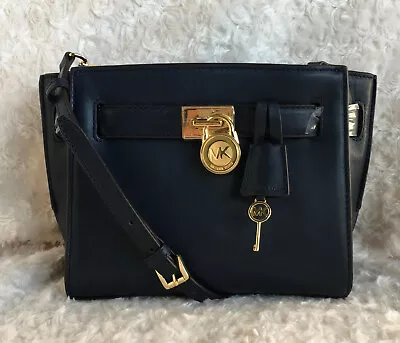 Nwt Michael Kors Hamilton Traveler Leather Messenger - Navy • $138