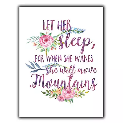 LET HER SLEEP FOR WHEN SHE AWAKES SIGN METAL PLAQUE Inspirational Quote • £4.45