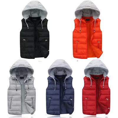 Mens Body Warm Waistcoat Hoodie Hooded Zipper Hood Sleeveless Vest Jacket New • $8.53