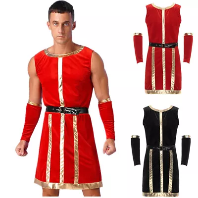 US Mens Ancient Roman Soldier Robe Sleeveless Royal Guard Pirate Outfit Vintage • $20.20