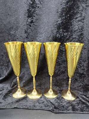 $19.99 • Buy Vintage Polished Brass Champagne Flutes Made In India Set Of 4