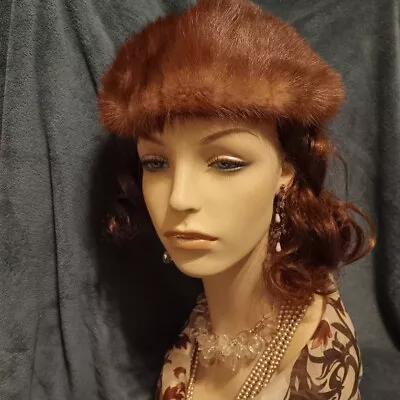 Vintage  Mink  Fur Beret Hat- Appears To Be Mink- Likely 1950's..Good Condition! • $14.99