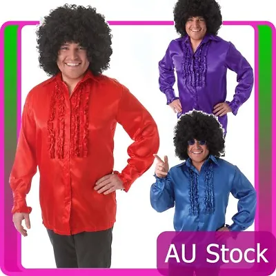 Mens 60s 70s Groovy Hippie Hippy Costume Shirt Afro 60's 70's Fancy Dress • $28