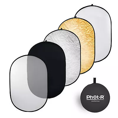 Phot-R 90x120cm (35 X47 ) 5 In 1 Photo Studio Collapsible Light Reflector + Case • £32