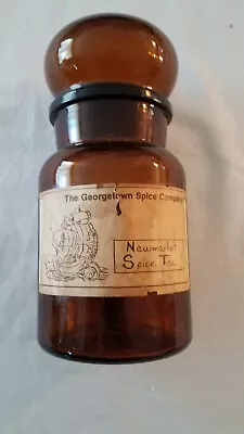 Vintage Amber Brown Glass Bubble Lid Apothecary Jar - Made In Belgium W/label • $36.95