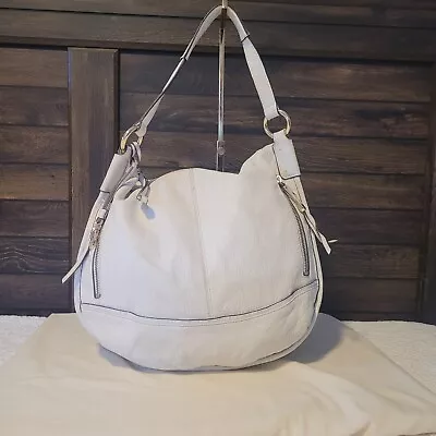 B Makowsky Handbag White Hobo Pebbled Leather Women's Shoulder Purse • $35