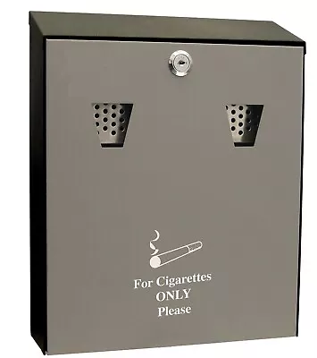 Wall Mounted Cigarette Butt Ash Bin Ashtray Outdoor Carrier Metal Galvanised Lid • £16.65