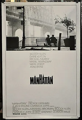 Manhattan 1979 ORIG 40X60 MOVIE POSTER WOODY ALLEN DIANE KEATON MARIEL HEMINGWAY • $400