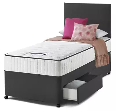 £143.50 • Buy Single Divan Bed SET 3FT With Mattress & Headboard + Drawers Kids & Adults