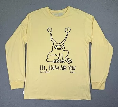 Vans X Daniel Johnston Shirt Mens M Yellow Long Sleeve Hi How Are You • $26.88