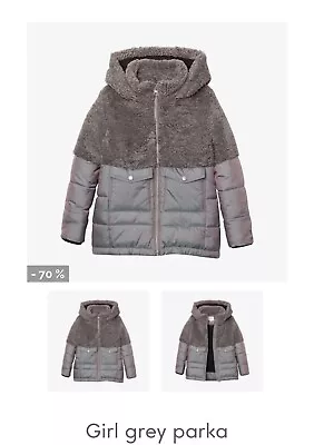 NWT CATIMINI PEWTER PUFFER COAT Size 6T • $60