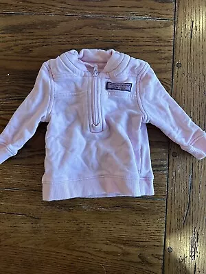 Girls Vineyard Vines Light Pink 1/4 Zip Cotton Pullover Shirt 0-3m Martha’s Viny • $12.74