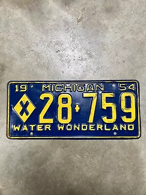 1954 Michigan Municipal License Plate (X-28-795) • $35