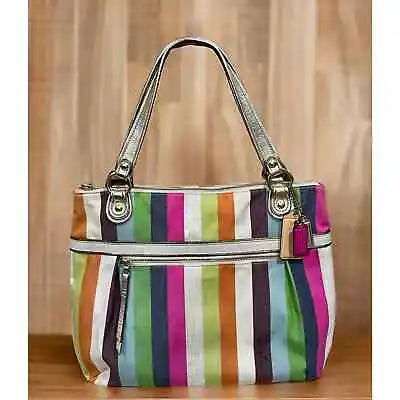 Coach 19021 Poppy Legacy Stripe Sequins Glam Tote • $130