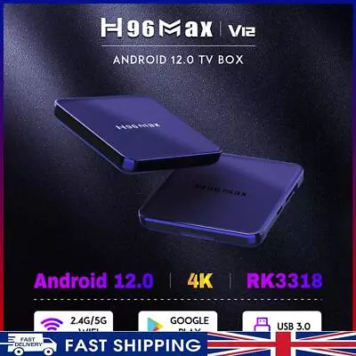 # H96 Max V12 Android TV Set Top Box Media Player Receiver (2G+16G-EU Plug) • £29.75