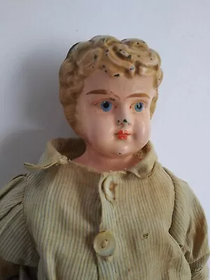 Antique/Vintage 1910s 14  Metal Head Boy Doll Made In Germany Original Clothes • $46