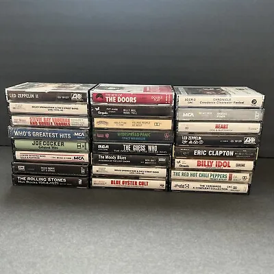 $19.99 • Buy 24 Vintage Rock N’ Roll Cassette Tape Lot Great Titles Doors Led Zeppelin AC/DC