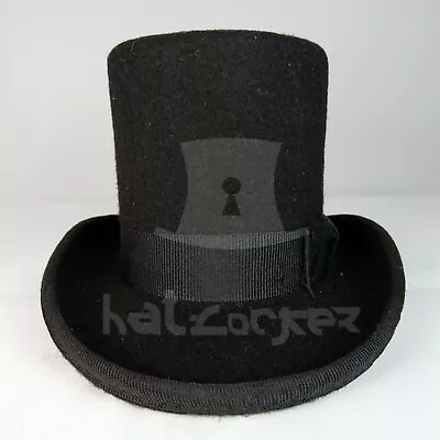 CLASSIC Wool Felt Mini Top Hat Women Fascinator Topper Tuxedo Wedding | Black • $18.02