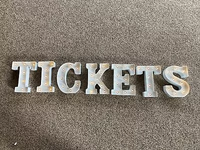 Light Up “TICKETS” Metal Marquee 10  Letter White Sign Lighting. Movie Room!! • $50